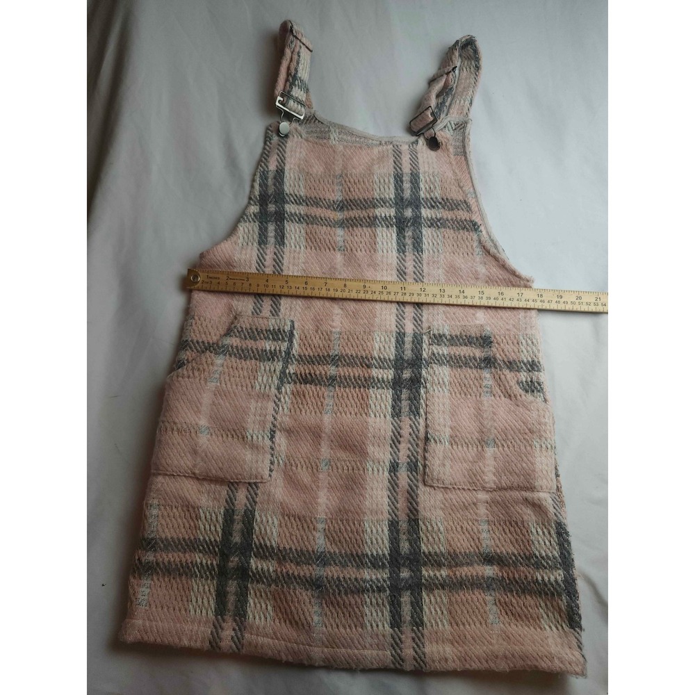 Paper Crane Pink Plaid Wool Blend Pinafore Mini Dress Small - Picture 4 of 9